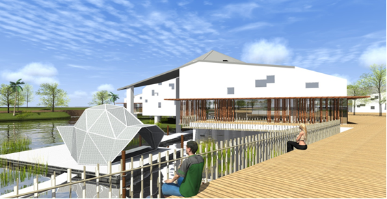 「台江國家公園行政暨遊客中心」浮動屋示意圖