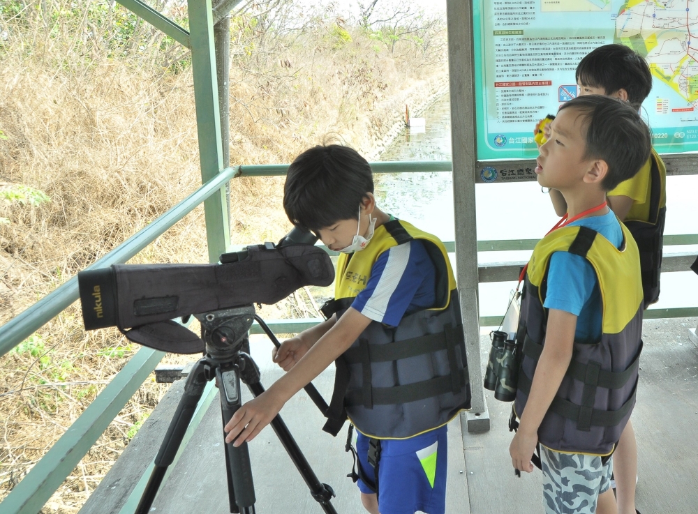 使用望遠鏡，觀賞冬候鳥/台江處提供