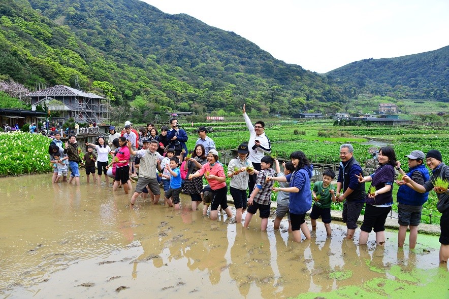 環境教育活動竹子湖之旅， 帶領大家種田體驗農事   (陽明山國家公園管理處提供，韓志武攝)