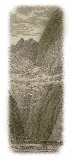 1882年英國生物地理學家古里馬，從海面上畫下他所看見的清水斷崖。