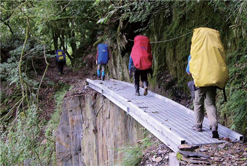 Today's trail explorers are still challenged by such forbidding landforms as steep cliffs or plunging valleys./ Provided by YSNP Headquarters