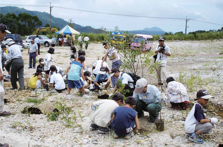偉利礦場跡地因土質較黏,難以自然長出植被,故以人工植樹的方式來進行復育/ 陽管處提供