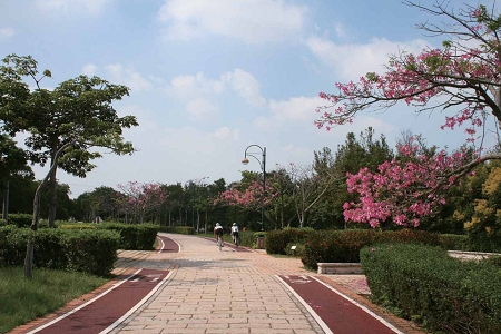 臺中都會公園內景色怡人的自行車道/ 臺中都會公園提供