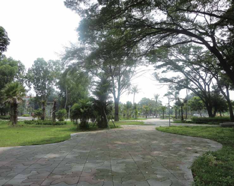 熱帶迷彩花園融合自然、 軍事歷史及人文活動的設計理念。/ 高雄市政府工務局養護工程處提供