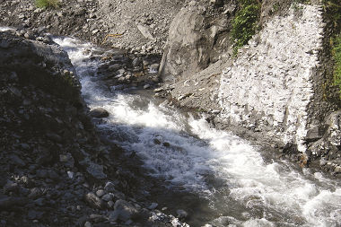 七家灣溪1號壩拆除後，有助於櫻花鉤吻鮭生態廊道的恢復 ／張顥嚴提供 