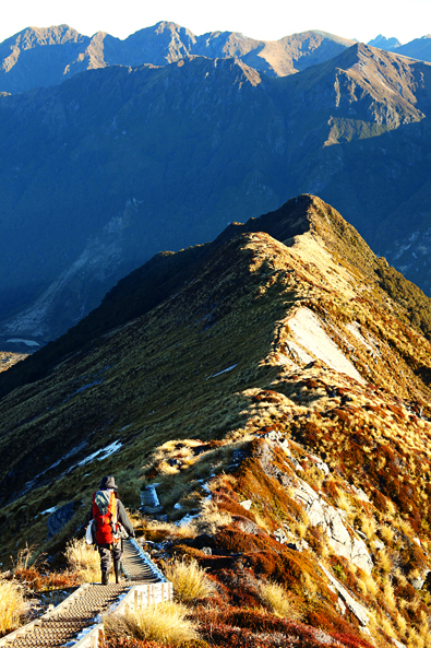 國際視野A9_1. 為避免步道因登山客踩踏出現侵蝕溝，陡峭路段築有階梯。