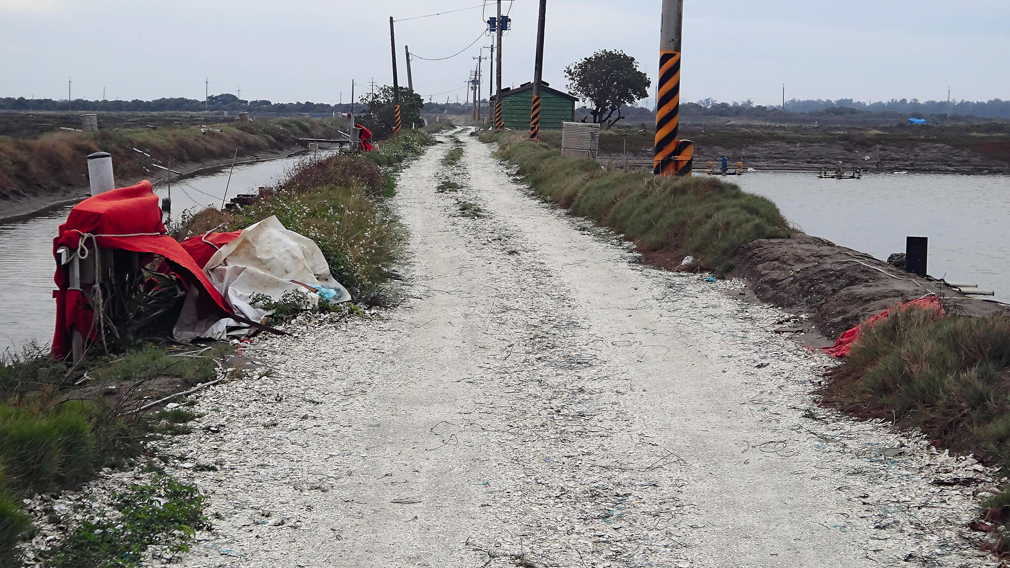 Calcium ions released during the rain from the roads paved withoyster shells return to the fish ponds, recycling resources andmaintaining the fish pond ecology at the same time.