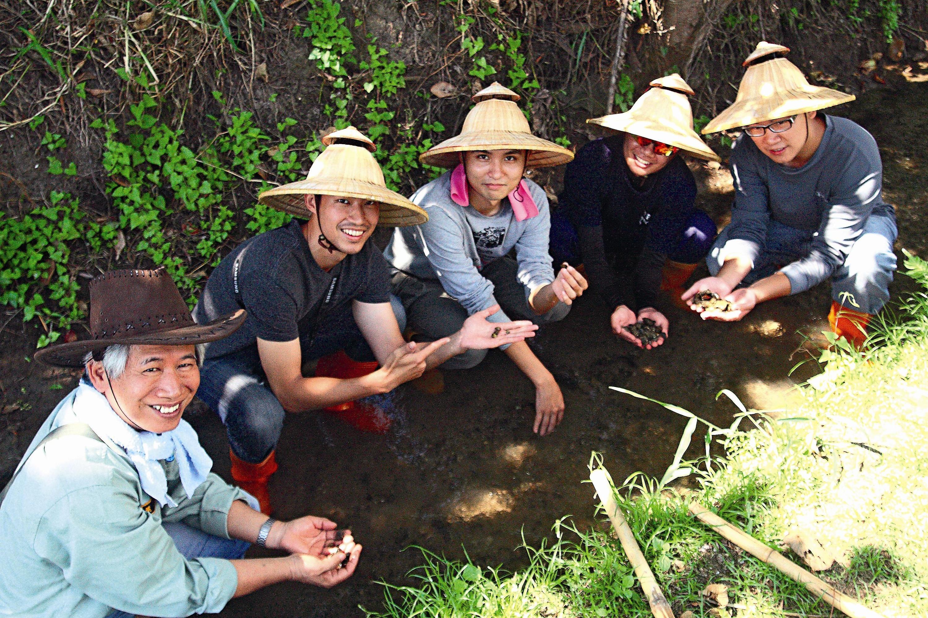 水圳水質清淨隨處可摸蛤仔。