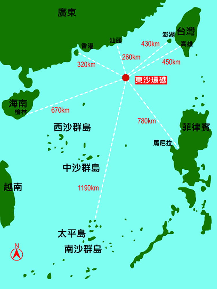 東沙航運圖／資料取材自《東沙記憶》／劉淑瑛重繪