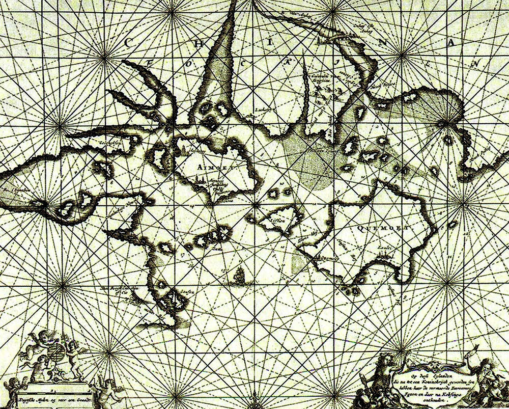 荷蘭人戴伯爾（Olfer Dapper ,1639-1690）繪製的金廈海圖／江柏煒提供