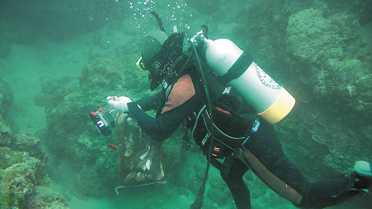 珊瑚礁上的垃圾/墾管處提供