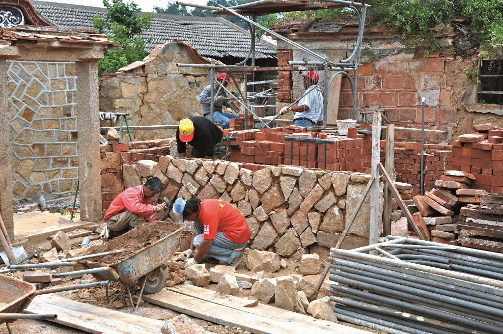 里院外牆以傳統工法砌築