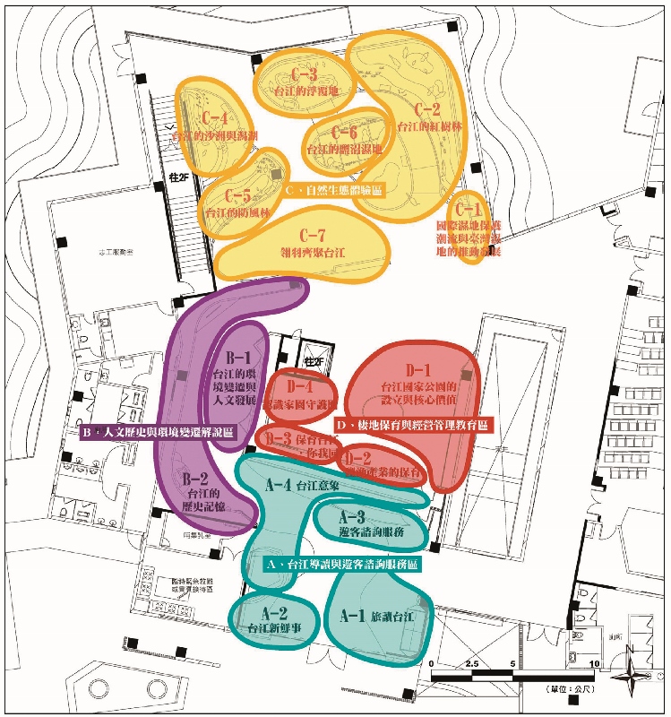 台江家公園遊客中心一樓常設展區各分區解說主題架構