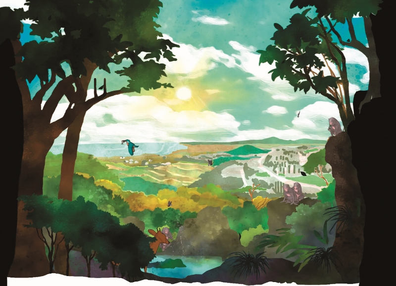 壽山動畫情境舞臺:白天,臺灣獼猴遊走在壽山的林間覓食/壽 籌處提供