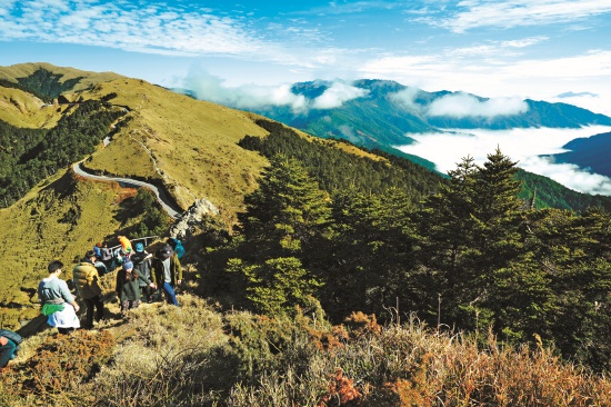 太魯閣國家公園合歡尖山上遊客依循步道前進／楊懷智攝