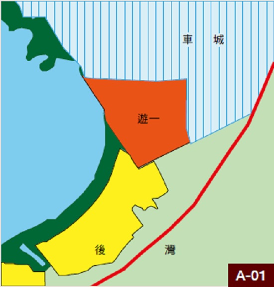 圖中紅色區塊為墾丁國家公園計畫遊憩區(一)的劃設範圍