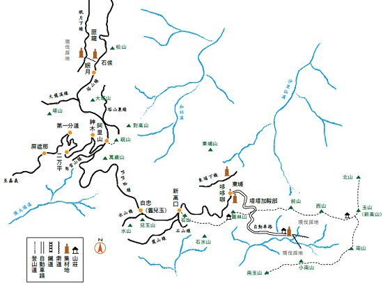 日治時期阿里山森林鐵路路線圖／資料來源：《臺灣鐵道傳奇》，吳建旺重繪