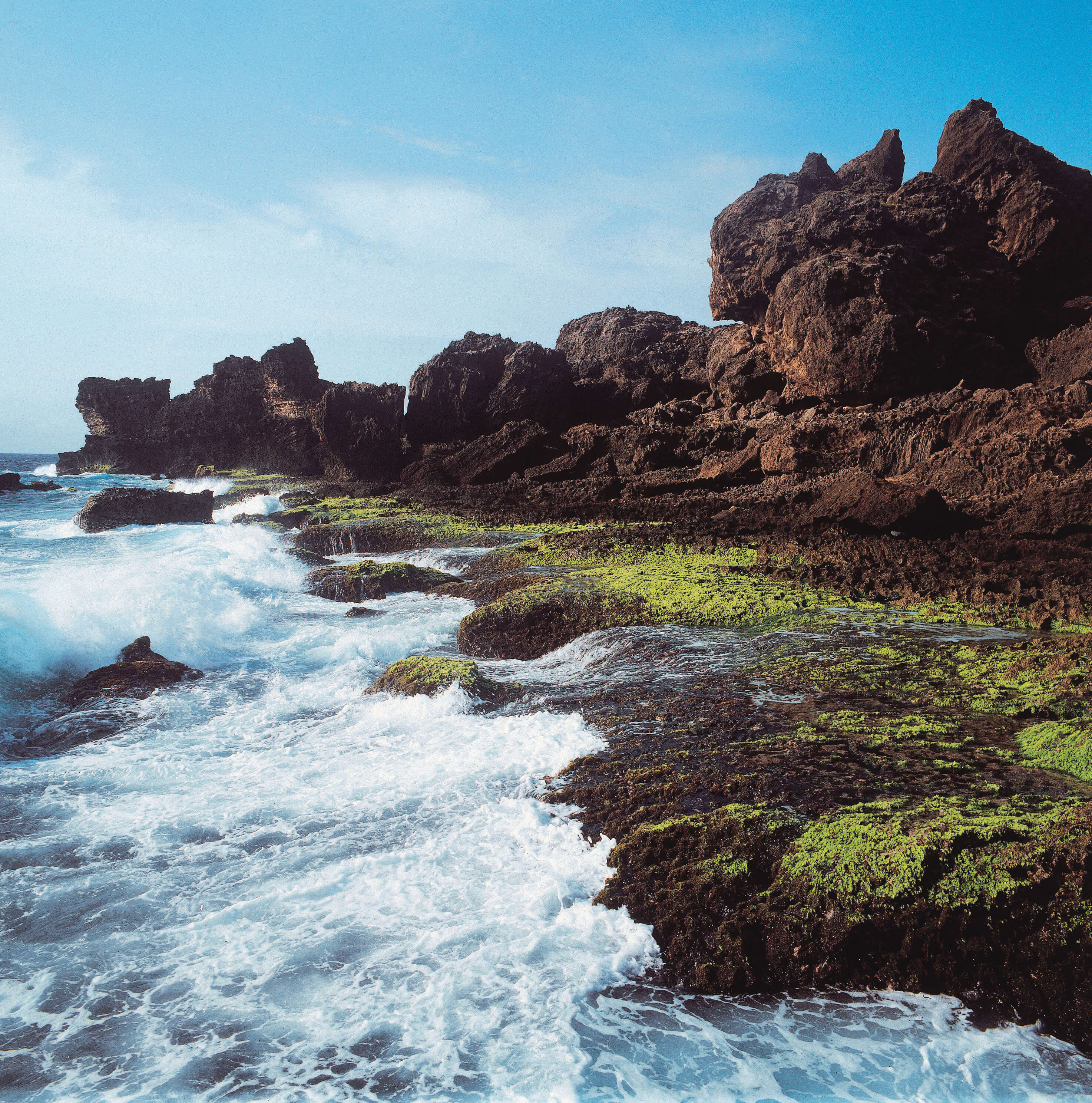 裙礁海岸沿岸的白色浪花宛如貓鼻頭的舞裙／王慶華 攝