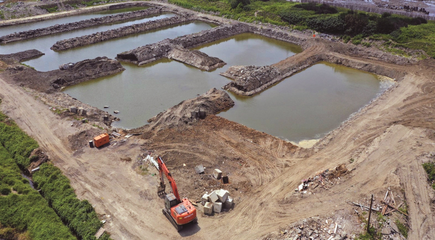 魚塭拆除中空拍圖