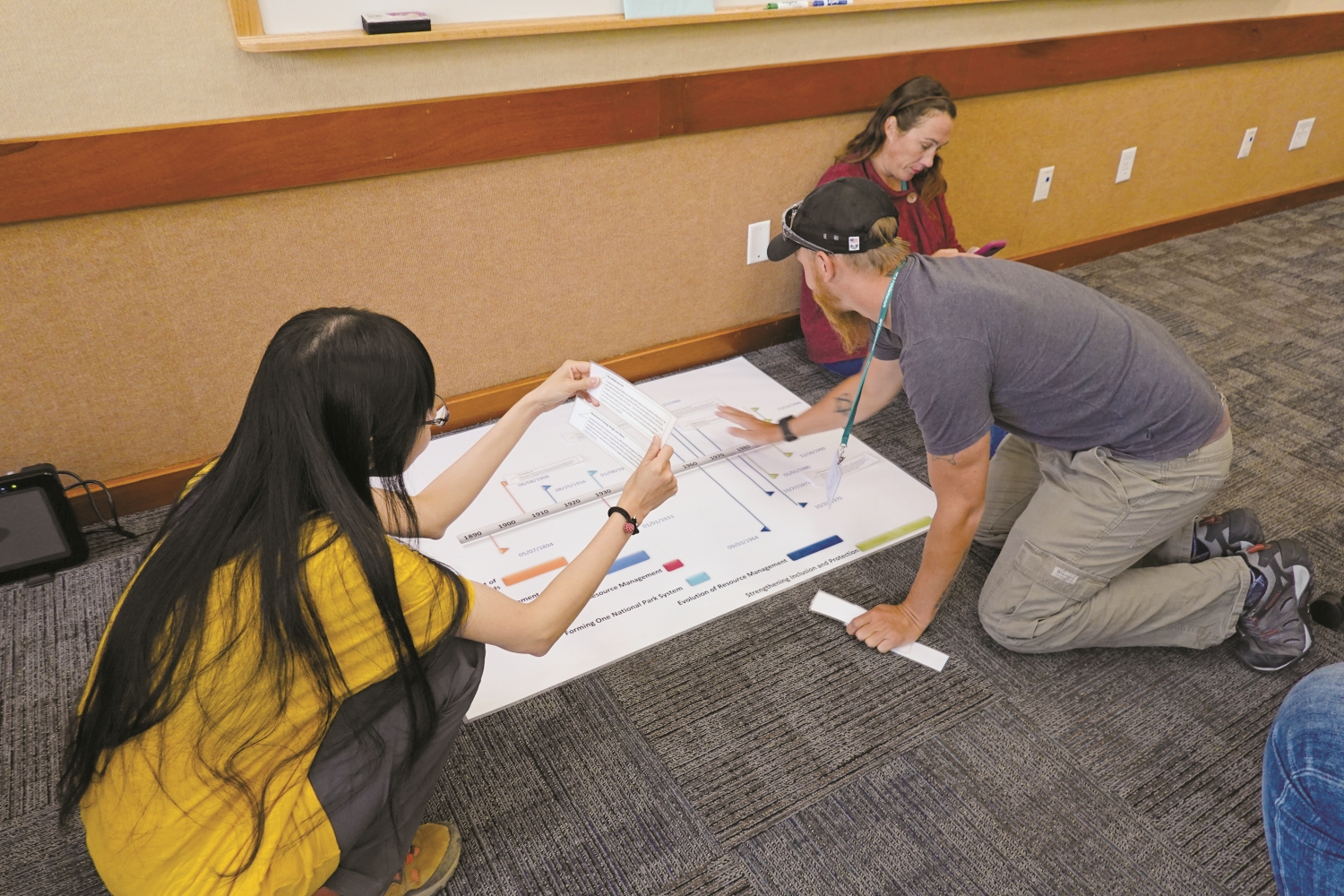 討論制度時，透過在板子上排列層級或時序，將更瞭解抽象文字背後
的具體關係／高千雯 提供