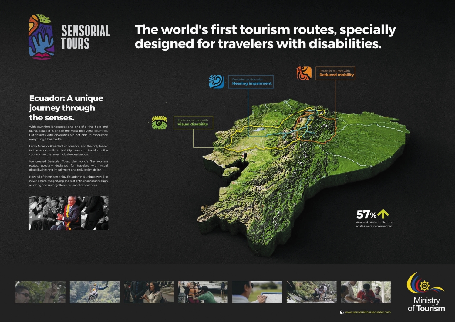 厄瓜多觀光局曾推出專為聽視障人士及輪椅使用者規劃的國家級無障礙遊程／ Grey 葛瑞廣告 提供（來源：http://www.welovead.com/cn/works/
details/935whtrDl）