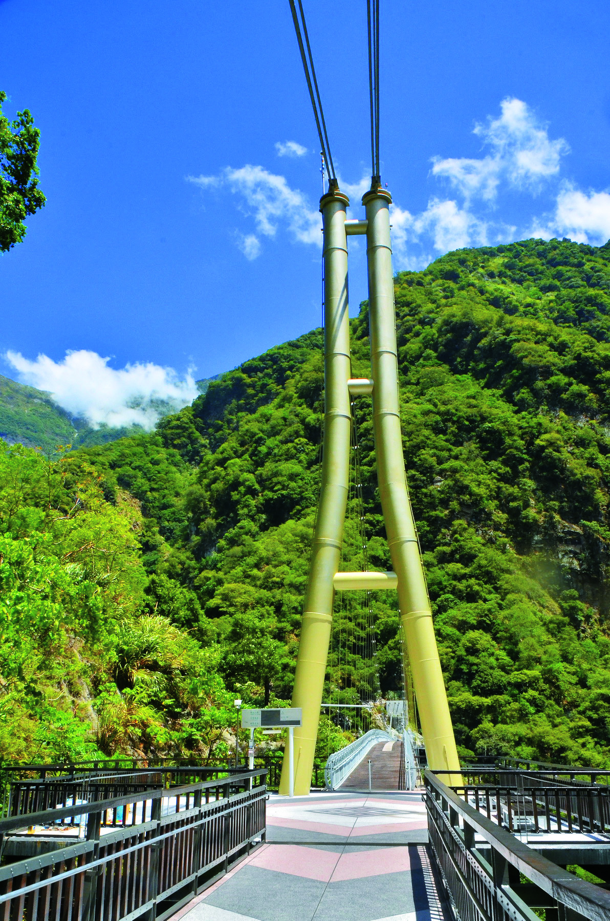 山月吊橋的月字型橋塔/太管處 提供