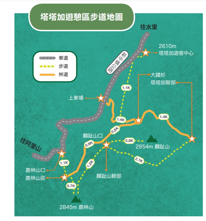 塔塔加遊憩區步道地圖