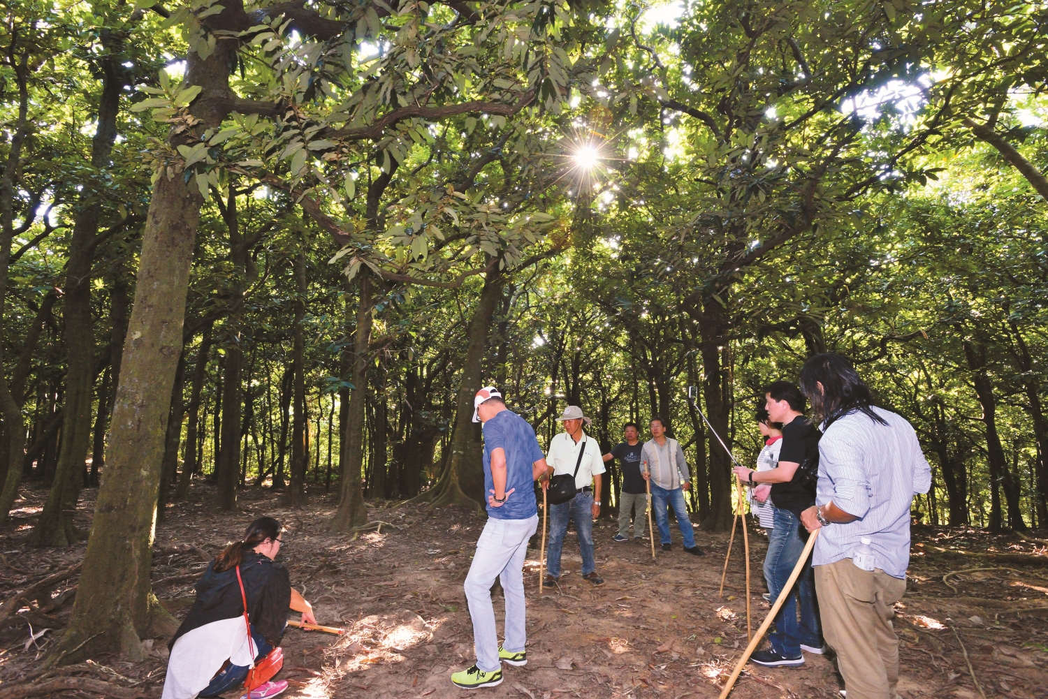 在社頂自然公園中,經常可見半島解說員帶領好奇心滿滿的人們探索自然環境/陳忠能 攝