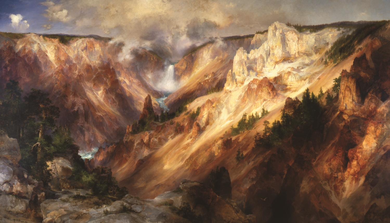 《The Grand Canyon of the Yellowstone》（黃石大峽谷）／ Smithsonian American Art Museum 提供（資料來源：https://zh.wikipedia.org/ wiki/File:Thomas_Moran_-_Grand_Canyon_of_the_Yellowstone_-_Smithsonian.jpg）