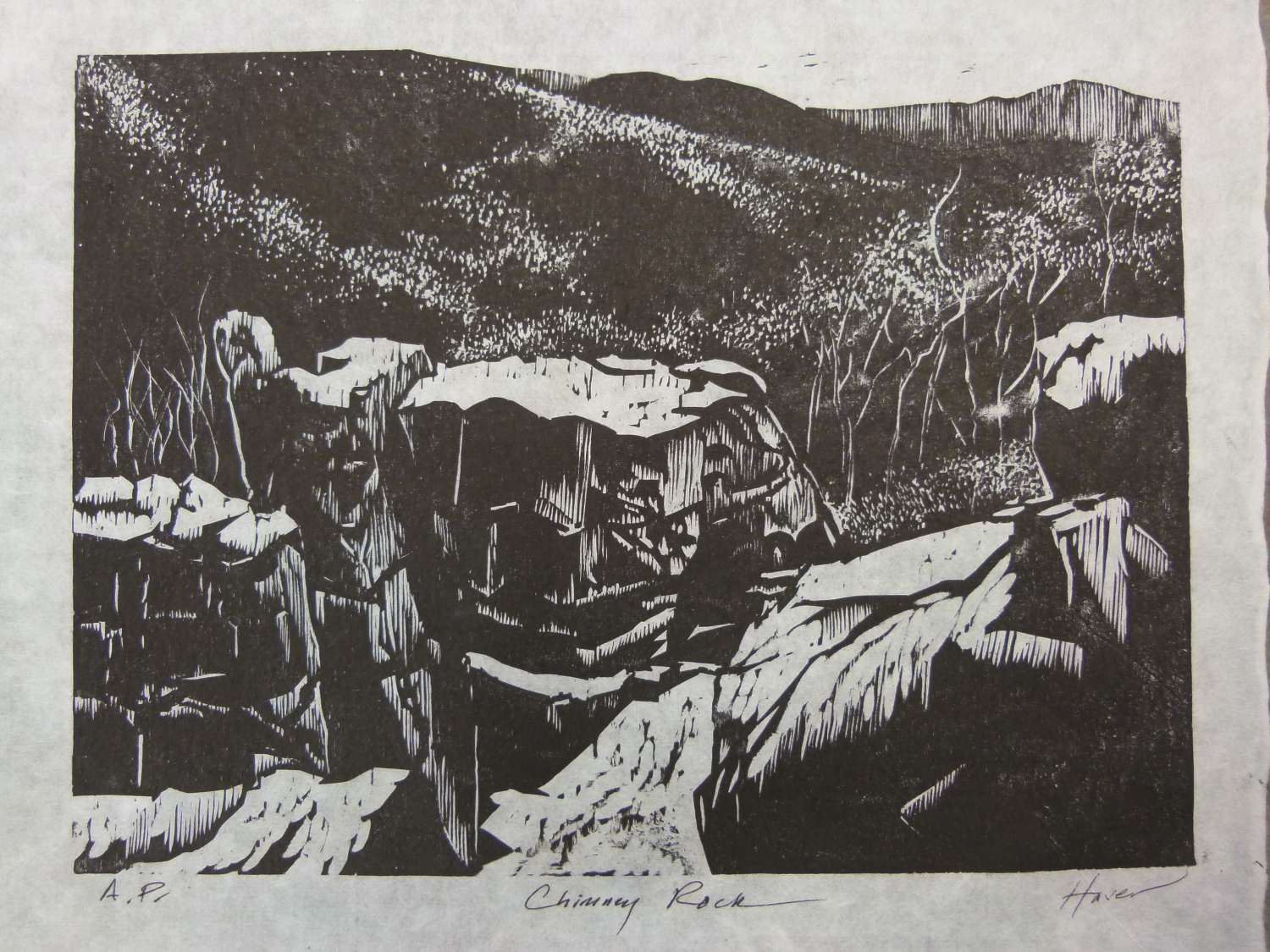 Nancy Haver 版畫作品《Chimney Rock》／ NPS 提供