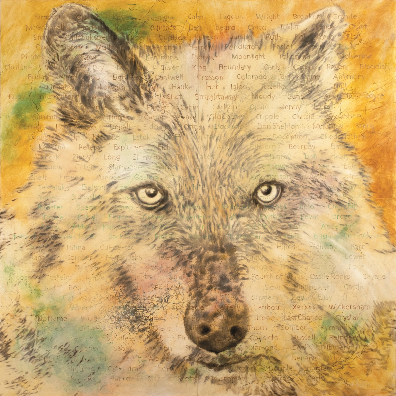 Deborah Bouchette 油畫作品《狼魂的吶喊》／ Deborah Bouchette 提供