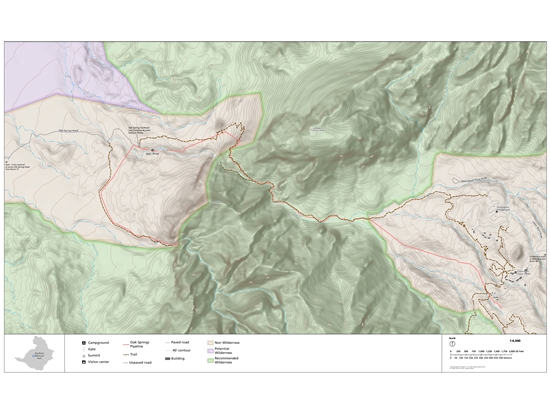 A map of the Chisos Mountains and the Oak Springs Trail in Big Bend National Park / Provided by NPS
