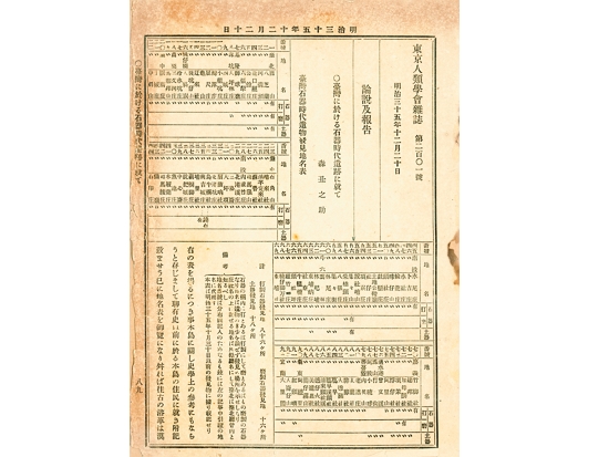 1902年森丑之助所列全台遺址地名表（紅框處為鳳山打狗遺址）／國立臺灣大學圖書館提供
