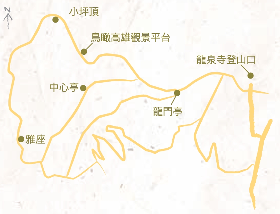 	壽山國家公園猴賽雷半日遊 路線地圖(國家自然公園管理處提供)
