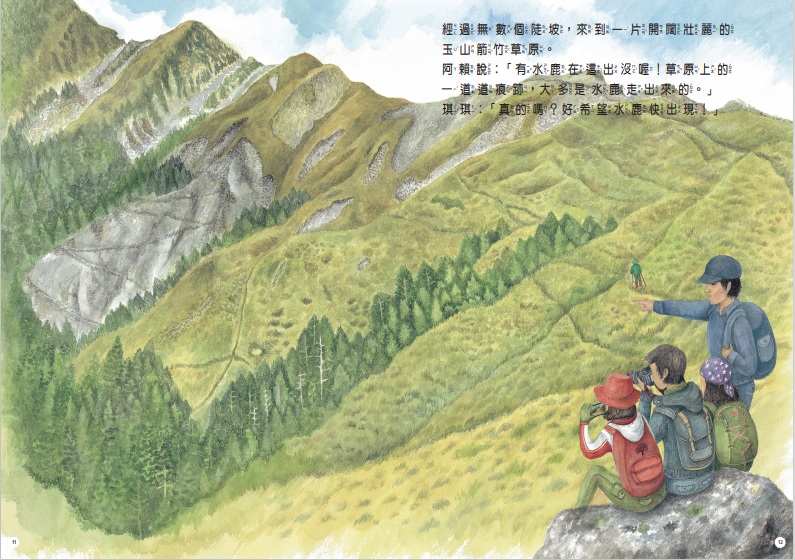 書中描繪的場景，如玉山箭竹草原，都是可觀察臺灣水鹿生態的地點(國家公園網站編輯小組提供)
