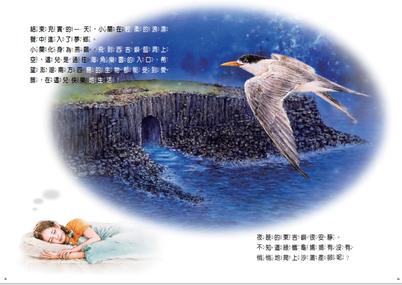 度過充實的一天，小蘭作夢成為燕鷗，在海上自由翱翔(國家公園網站編輯小組提供)
