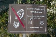 Mount Rainier National Park put up signs to advise visitors not to trample on grass