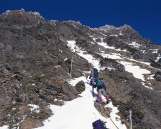 The gravel trail that leads up to Mt. Jade Main Peak is crumbly; mountain climbers are advised to hike alongside the railings