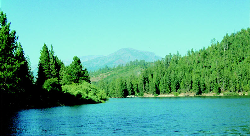 The Hume Lake in Sequoia National Park was originally used as a mill pond to supply water for a flume that floated rough-cut sequoia lumber from Converse Basin to the mill at Sanger, 87 km away. During the summer, it is a place for fishing, swimming, boating and camping.