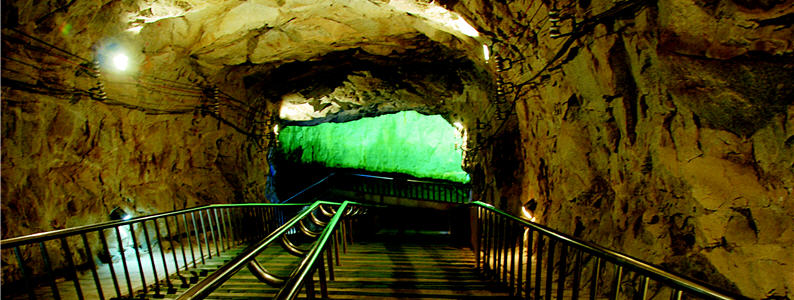 Following down the stairs, one can reach the water channel.