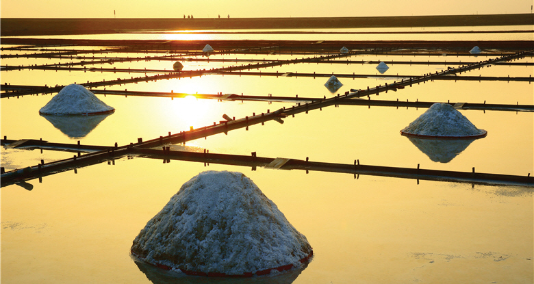 The salt industry along coastal Tainan has declined, but it still bears significnat cultural value. In the future, Tai-chiang National Park will represent the salt manufacturing technique employed by the ancestors. The picture is a scene of the Chigu salt field./ by Sunshine