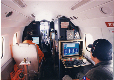 The jet plane rented by the DOTSTAR from Aerospace Industrial evelopment Corporation (AIDC). The picture shows the inside of the remodeled cabin.