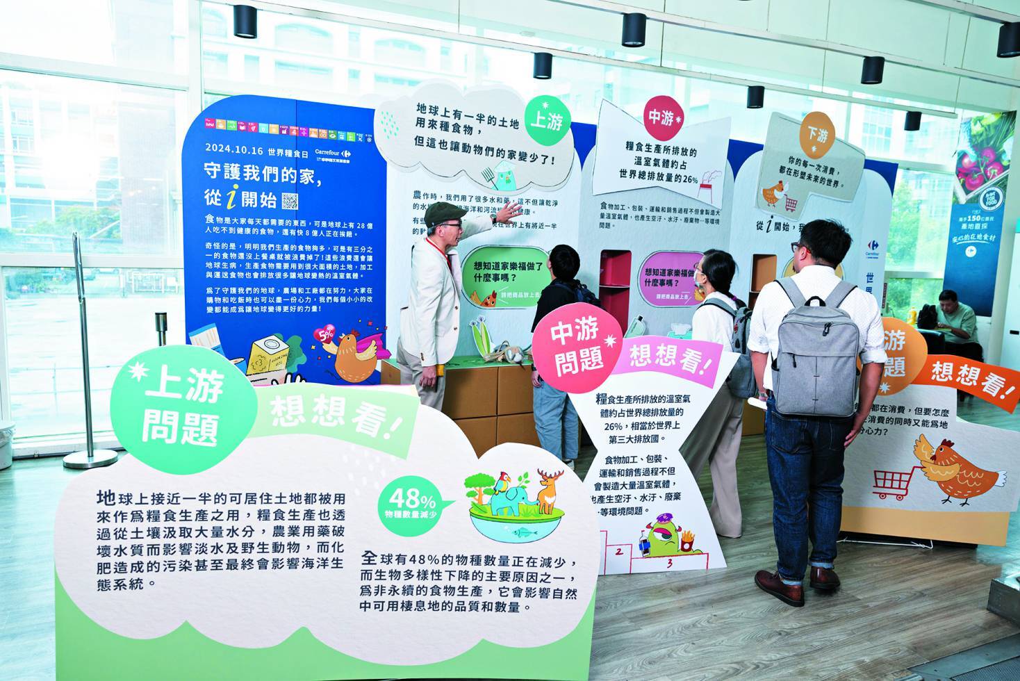 於店內策展，邀請民眾認識食物上、中、下游的環境議題／家樂福 提供