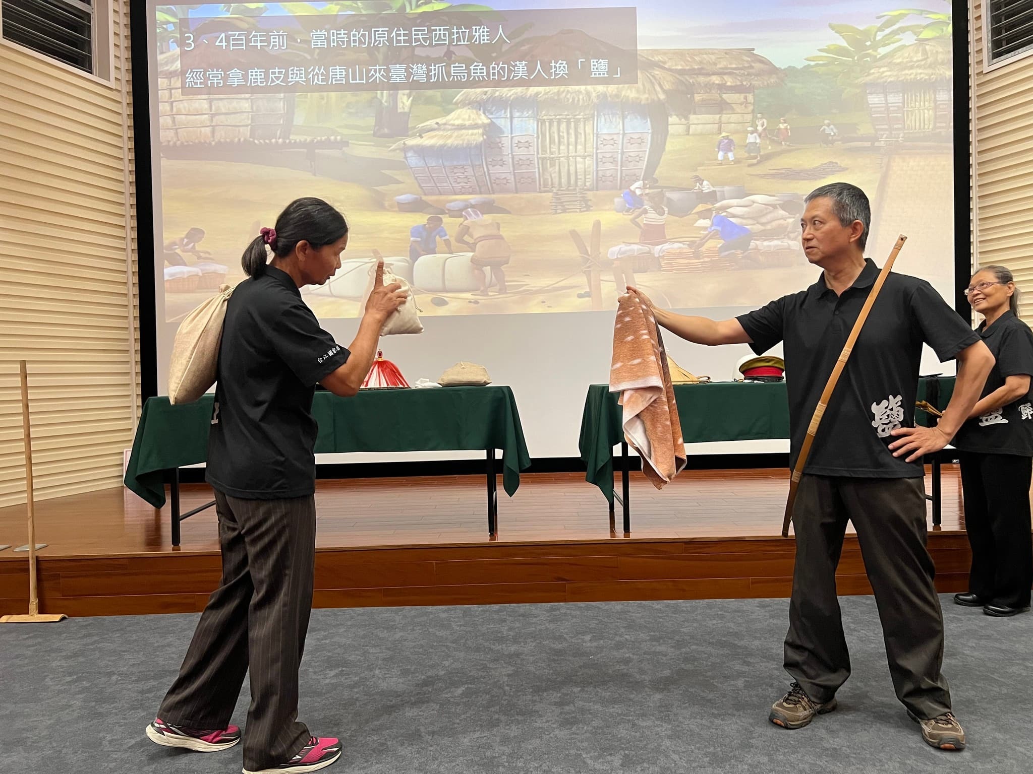 台江處每月的「戲說台江」小劇場，是解說志工們精心編撰，質樸且生動地的說演歷史劇場，不容錯過 (台江處提供)