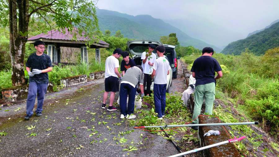 學生們協助採集種子

