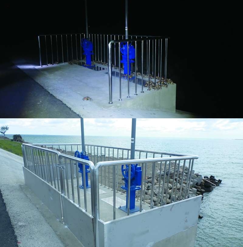 一號水門改善前（上）、後（下）／社團法人台灣濕地保護聯盟 提供