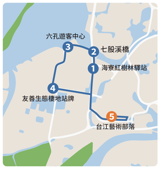 「里海尋騎：台江春境練習曲」路線圖